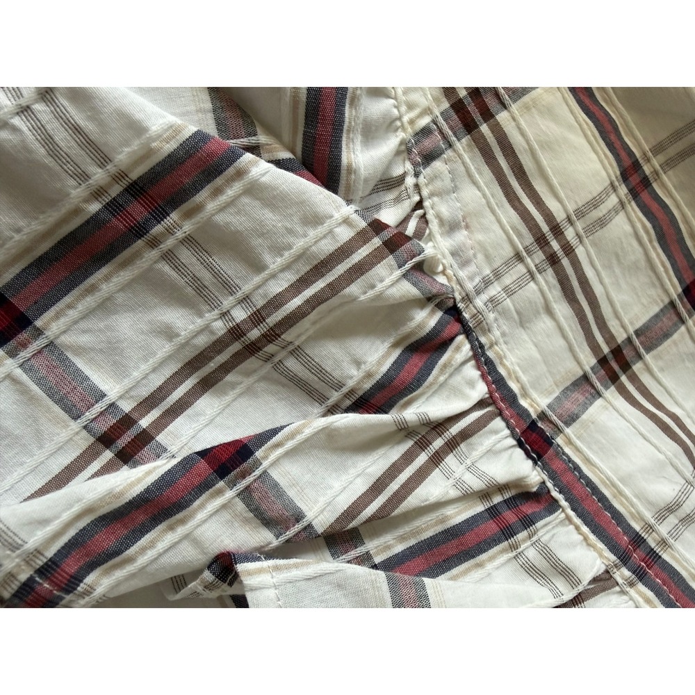 Veronica Beard Red Plaid Ruffle Faux Wrap Mini Skirt SZ 4 White Flirty Feminine - Picture 11 of 11
